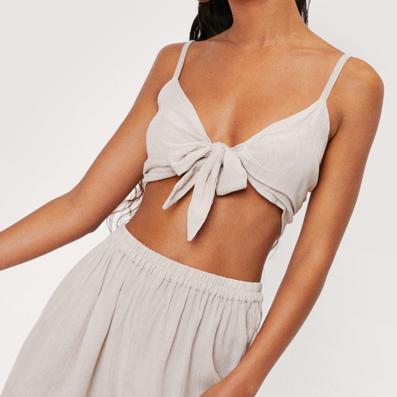 Nasty gal - 3 Pc Beach Cover Up Shirt And Shorts Set - Picture 2 of 3